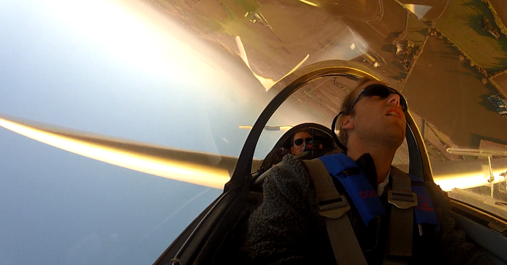 Picture of  Dr Spelman on a glider