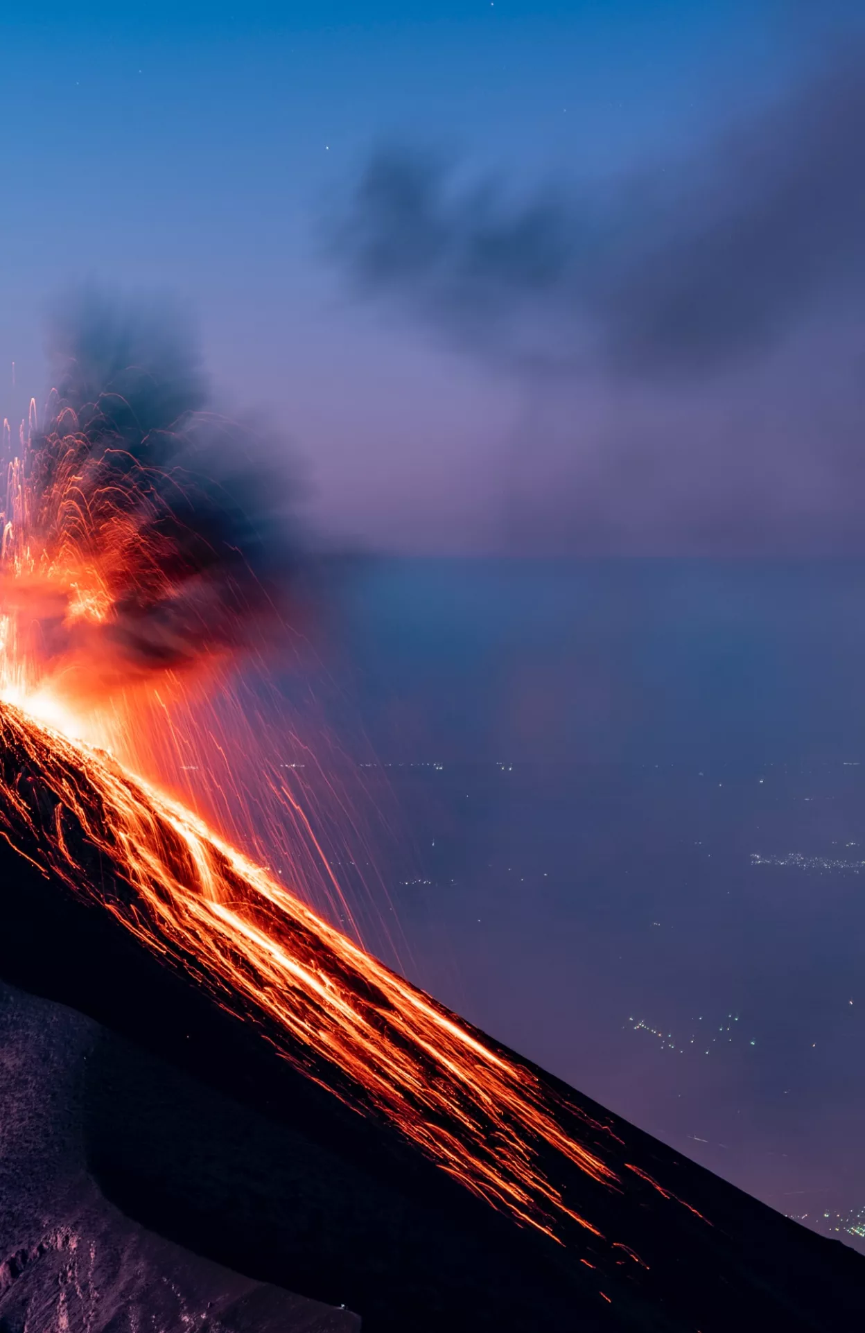A volcano exploding