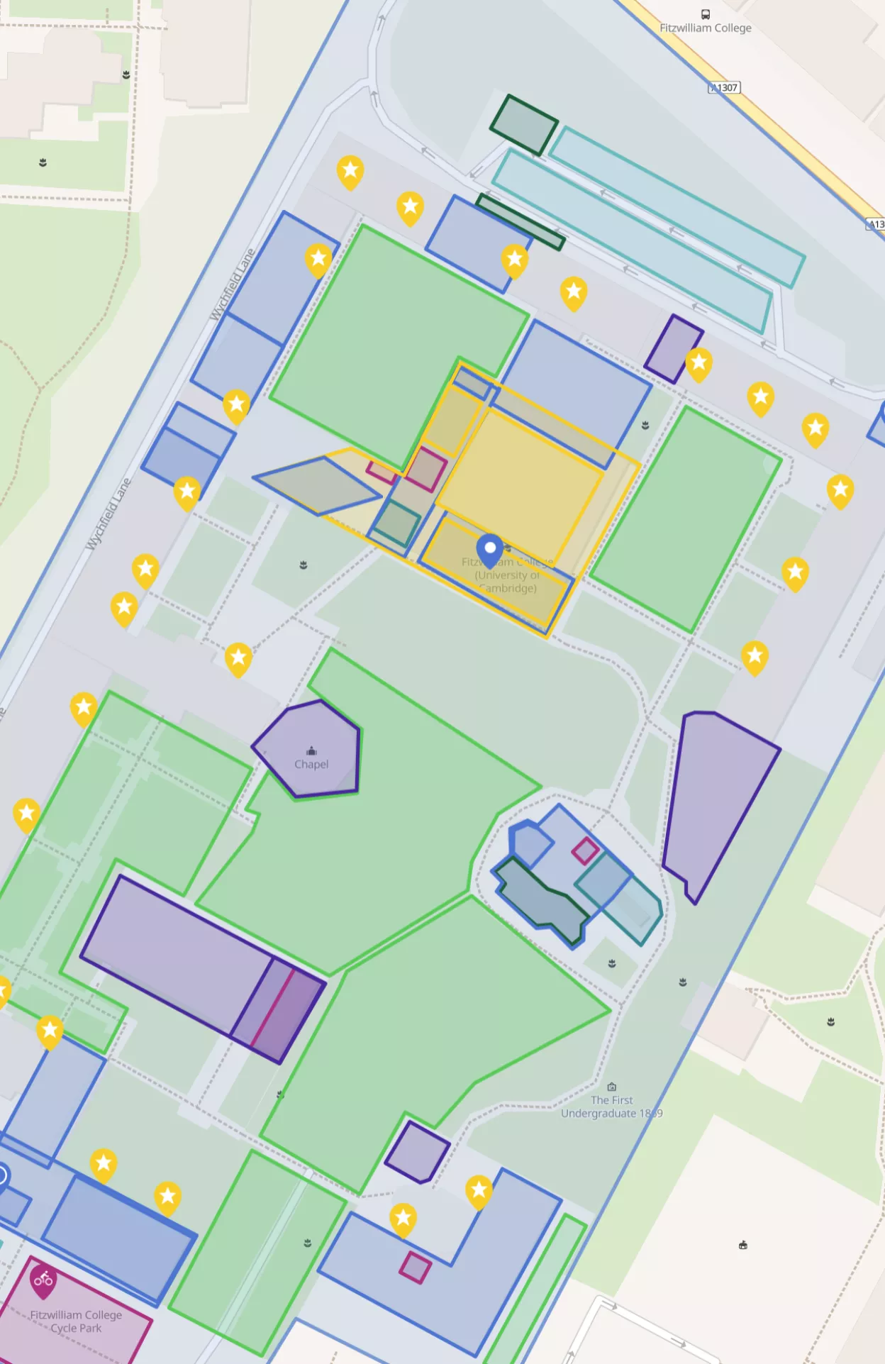 Screenshot of the college interactive map