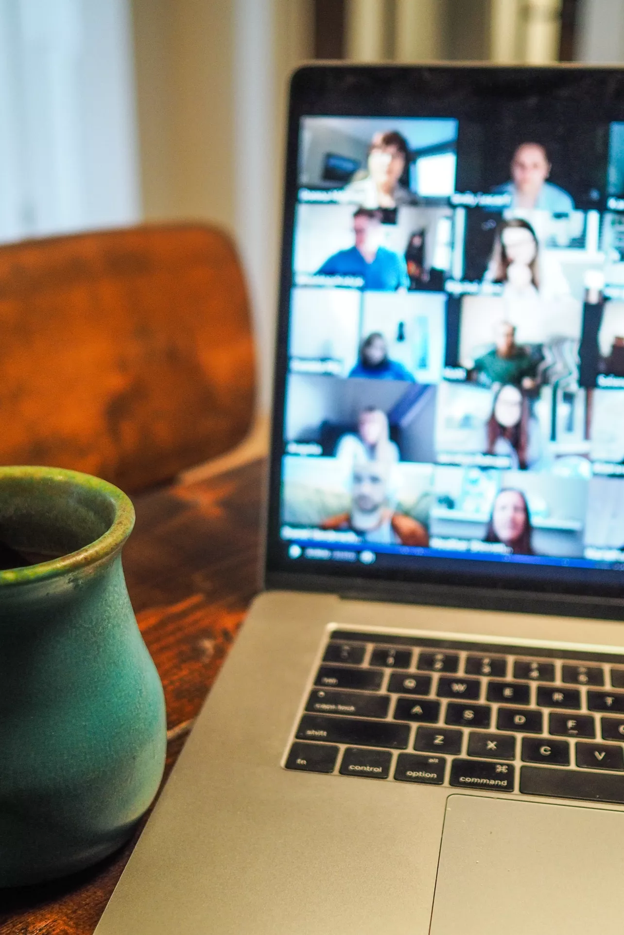 A laptop showing a Zoom screen