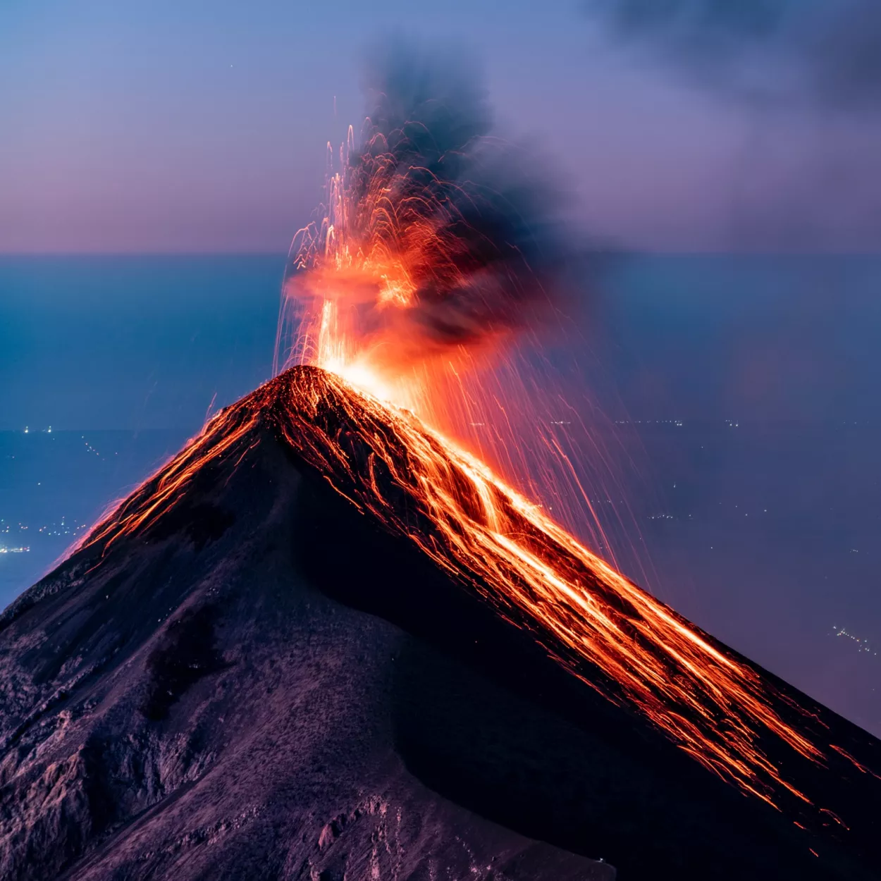 A volcano exploding