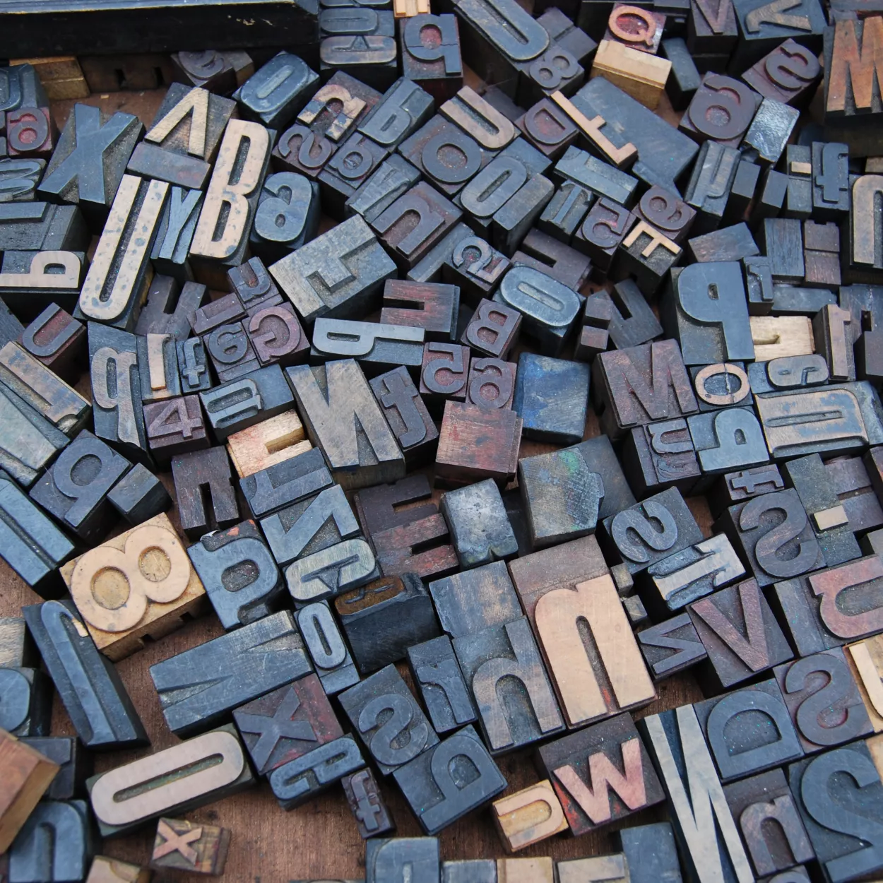 Many letter blocks for printing